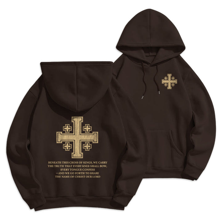 Christianartworkshop Kapuzenpullover mit Kreuz der Könige und Glaubensbekenntnis aus gefüttertem Polyester - Braun - 2XL - image 3