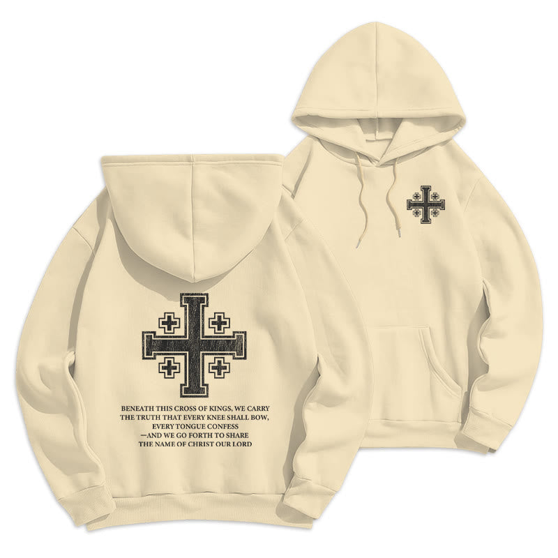 Christianartworkshop Kapuzenpullover mit Kreuz der Könige und Glaubensbekenntnis aus gefüttertem Polyester - Beige - 2XL - image 12