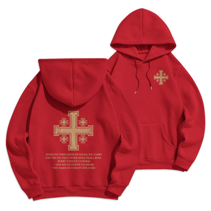Christianartworkshop Kapuzenpullover mit Kreuz der Könige und Glaubensbekenntnis aus gefüttertem Polyester - Rot - 2XL - image 19