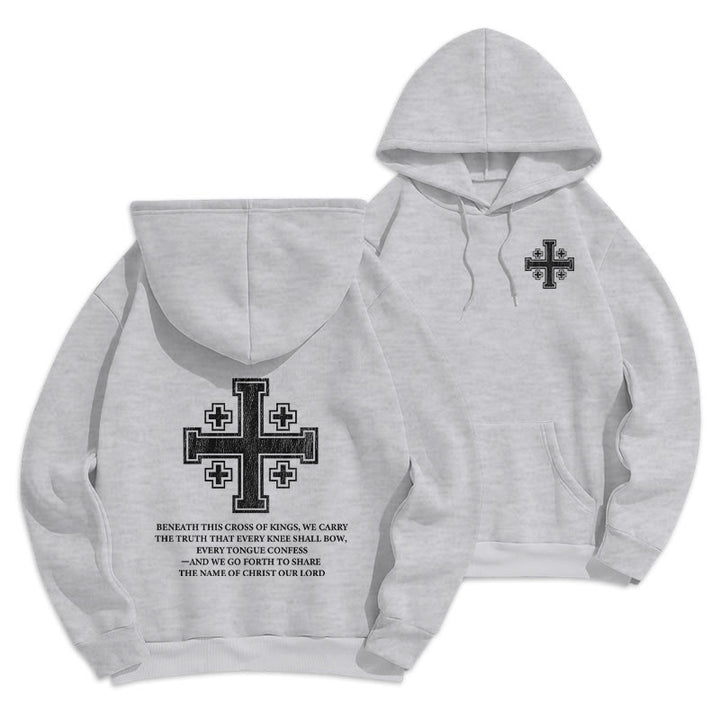 Christianartworkshop Kapuzenpullover mit Kreuz der Könige und Glaubensbekenntnis aus gefüttertem Polyester - Grau - 2XL - image 9