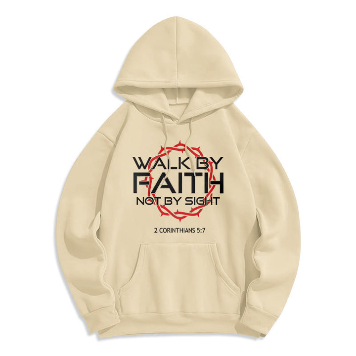 Christianartworkshop Glaubensgetriebener Hoodie aus Polyester mit Fleece-Futter - Beige - 2XL - image 4