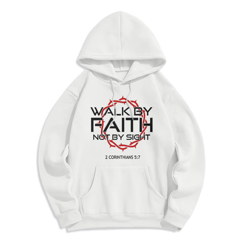 Christianartworkshop Glaubensgetriebener Hoodie aus Polyester mit Fleece-Futter - Weiß - 2XL - image 2