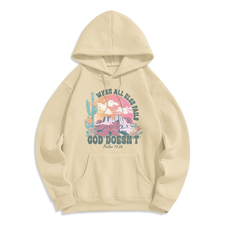 Christianartworkshop „Gott versagt nicht“-Mission Fleecegefütterter Polyester-Hoodie - Beige - 2XL - image 8