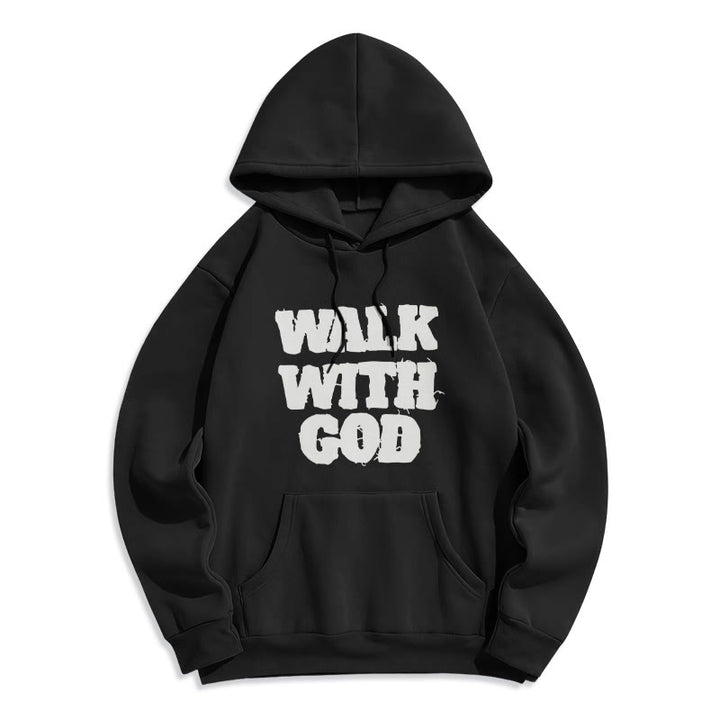 Christianartworkshop Walk With God Mission Fleecegefütterter Polyester-Hoodie - Schwarz - 2XL - image 6
