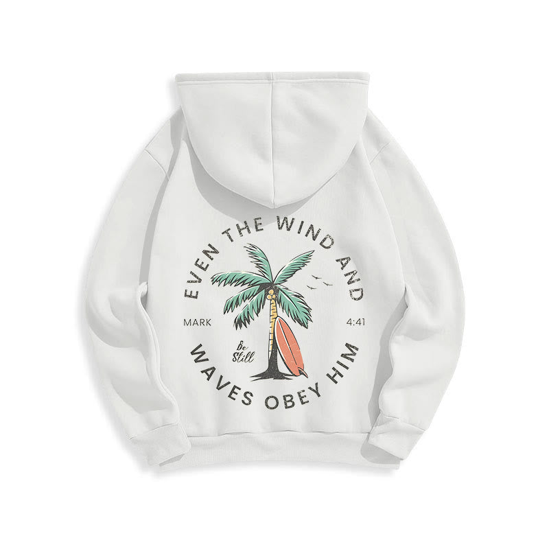 Christianartworkshop Bibelvers & Küstenmotiv „Sei still“ Fleecegefütterter Polyester-Hoodie - image 5