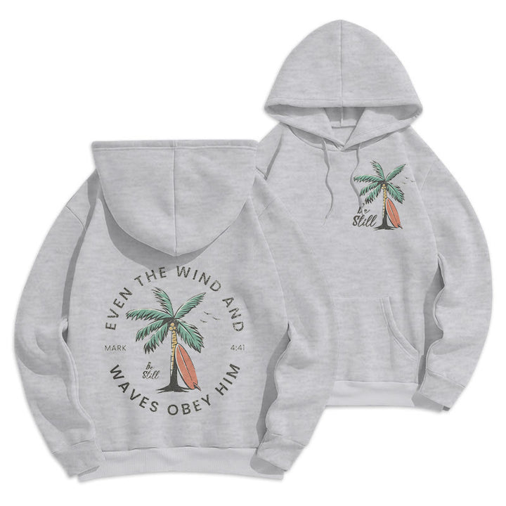 Christianartworkshop Bibelvers & Küstenmotiv „Sei still“ Fleecegefütterter Polyester-Hoodie - Grau - 2XL - image 18