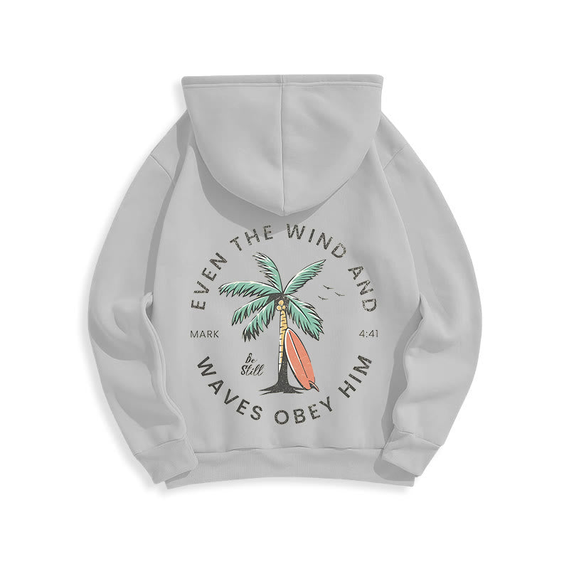 Christianartworkshop Bibelvers & Küstenmotiv „Sei still“ Fleecegefütterter Polyester-Hoodie - image 20
