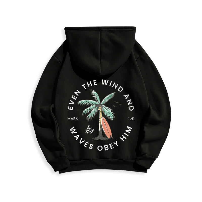 Christianartworkshop Bibelvers & Küstenmotiv „Sei still“ Fleecegefütterter Polyester-Hoodie - image 2
