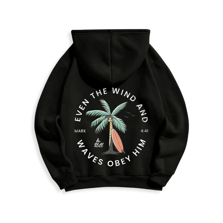 Christianartworkshop Bibelvers & Küstenmotiv „Sei still“ Fleecegefütterter Polyester-Hoodie - image 2