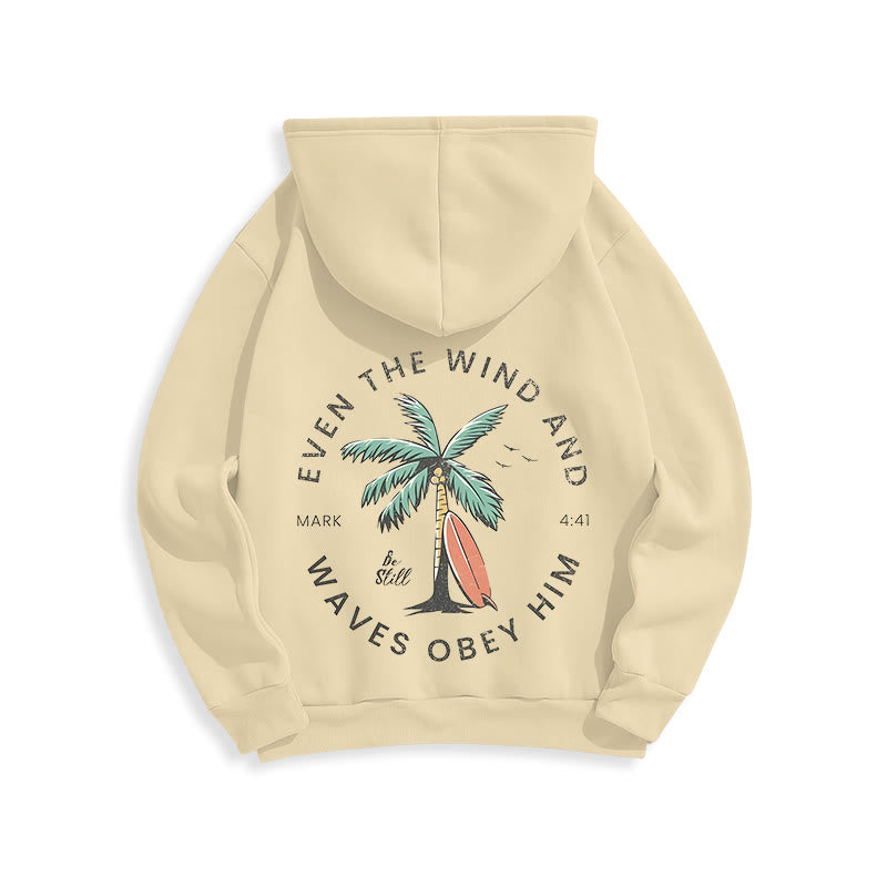 Christianartworkshop Bibelvers & Küstenmotiv „Sei still“ Fleecegefütterter Polyester-Hoodie - image 23