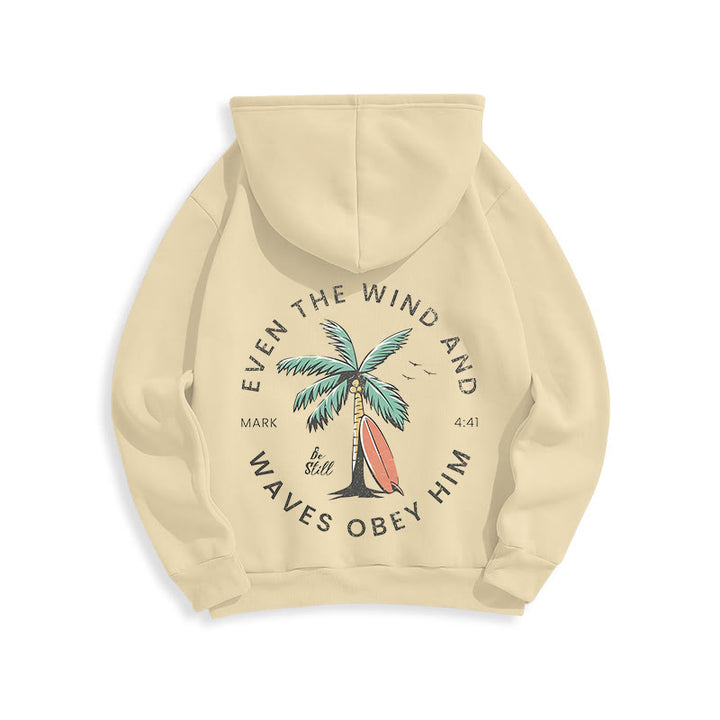 Christianartworkshop Bibelvers & Küstenmotiv „Sei still“ Fleecegefütterter Polyester-Hoodie - image 23