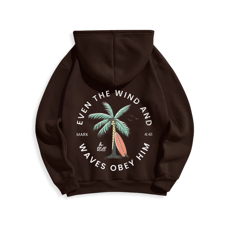 Christianartworkshop Bibelvers & Küstenmotiv „Sei still“ Fleecegefütterter Polyester-Hoodie - image 17