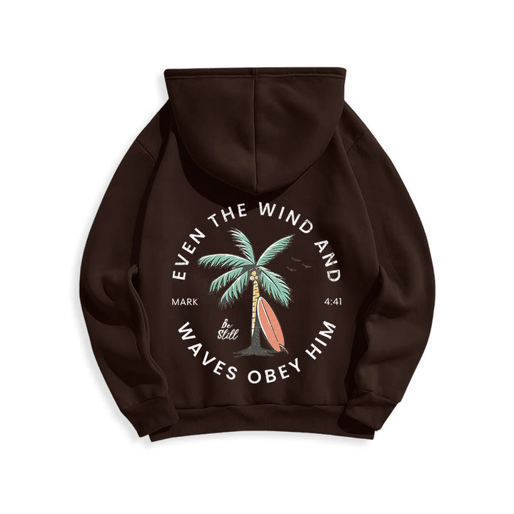 Christianartworkshop Bibelvers & Küstenmotiv „Sei still“ Fleecegefütterter Polyester-Hoodie - image 17