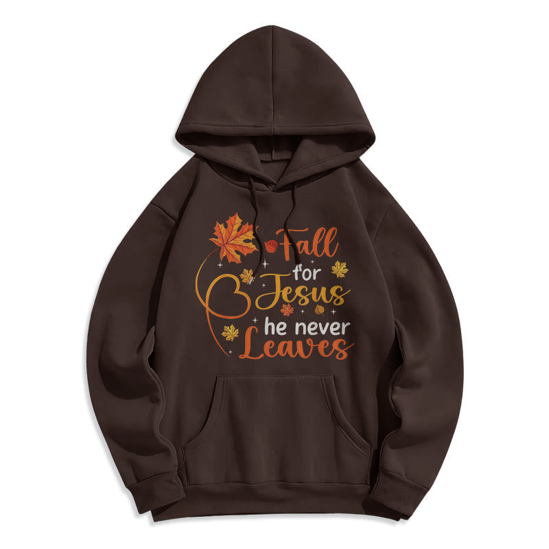 Christianartworkshop Fall For Jesus He Never Leaves Autumn Faith Fleece Lined Polyester Hoodie - Braun - 2XL - image 8