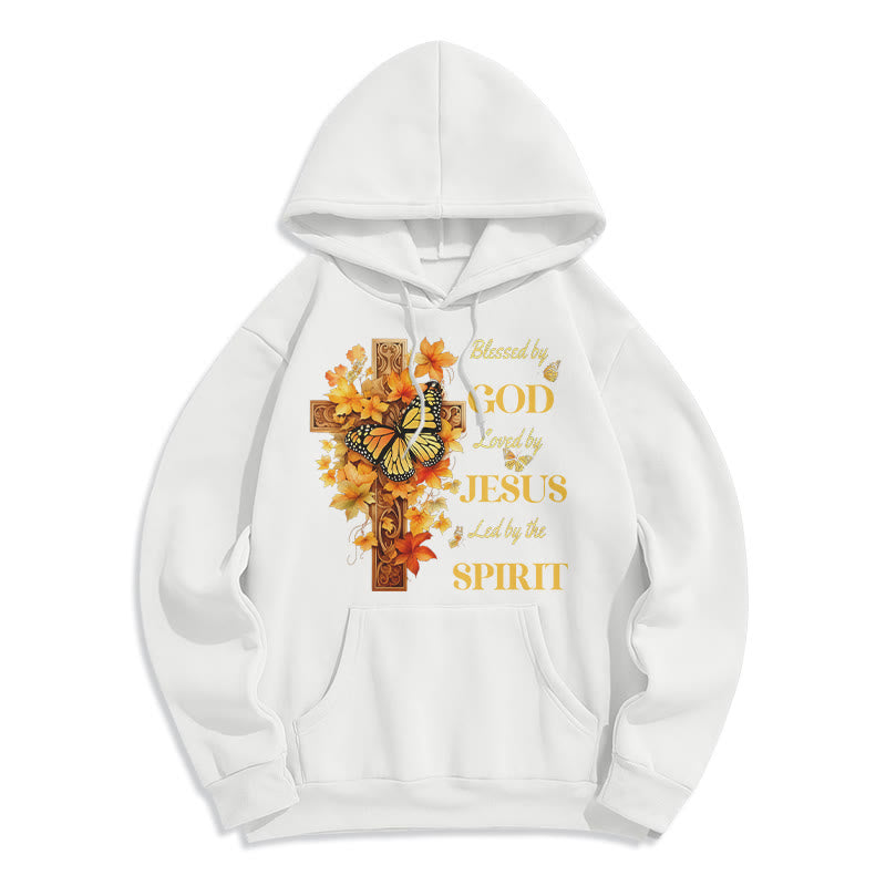 Christianartworkshop „Von Gott gesegnet“ – Fleecegefütterter Polyester-Hoodie - Weiß - 2XL - image 5