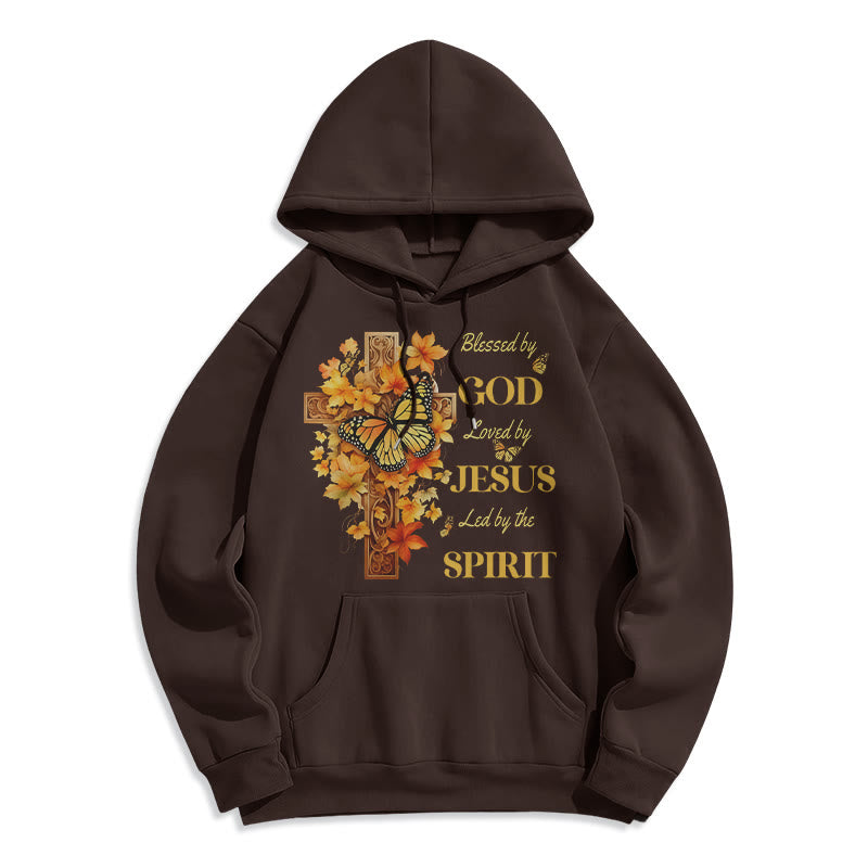 Christianartworkshop „Von Gott gesegnet“ – Fleecegefütterter Polyester-Hoodie - Braun - 2XL - image 8
