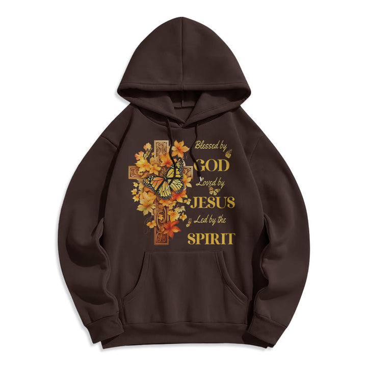 Christianartworkshop „Von Gott gesegnet“ – Fleecegefütterter Polyester-Hoodie - Braun - 2XL - image 8