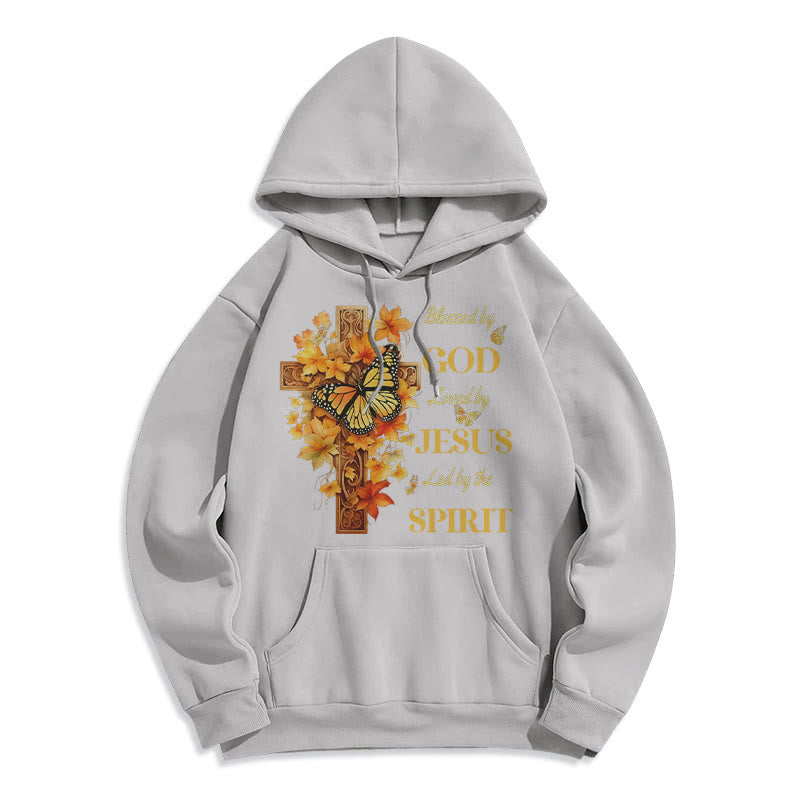 Christianartworkshop „Von Gott gesegnet“ – Fleecegefütterter Polyester-Hoodie - Grau - 2XL - image 2