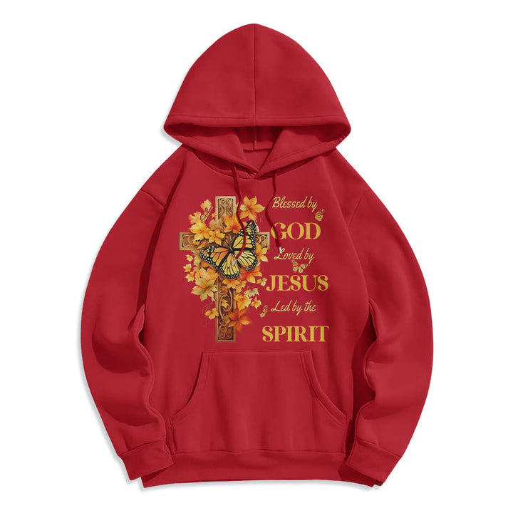 Christianartworkshop „Von Gott gesegnet“ – Fleecegefütterter Polyester-Hoodie - Rot - 2XL - image 0