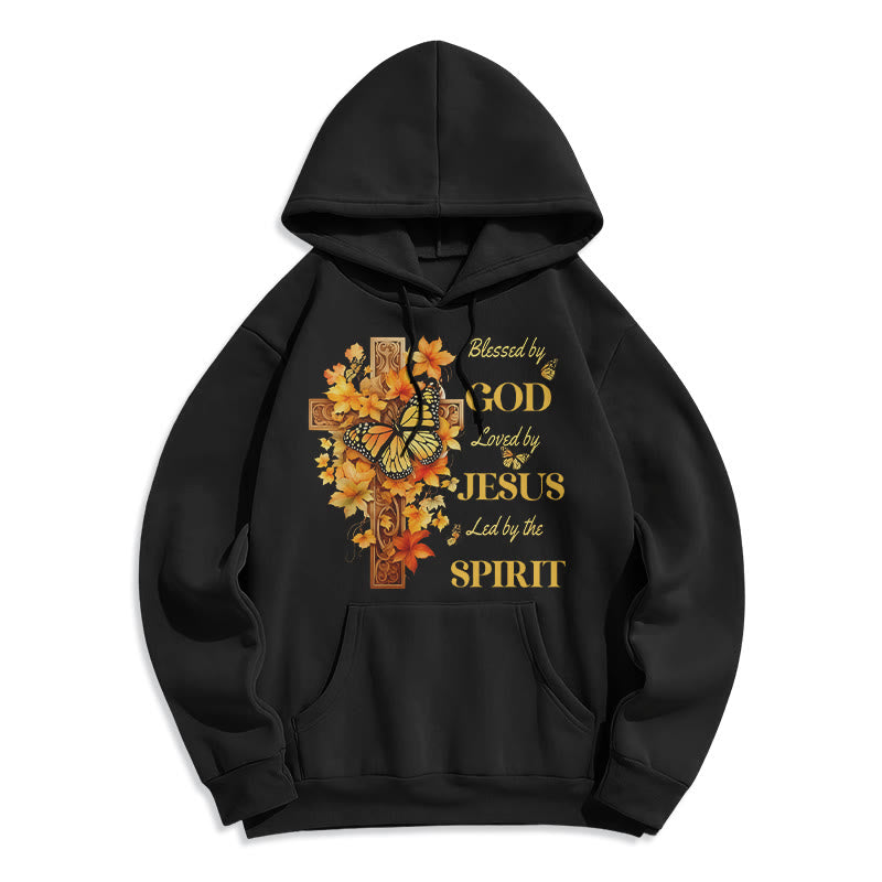 Christianartworkshop „Von Gott gesegnet“ – Fleecegefütterter Polyester-Hoodie - Schwarz - 2XL - image 4