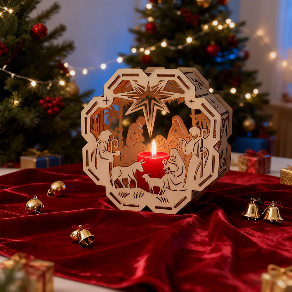 Christliche Krippendekoration mit Kerzenlicht: Glaubensvolles Leuchten für weihnachtliche Räume - image 2