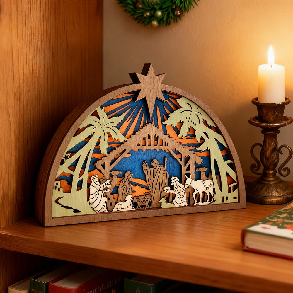 Christianartworkshop Mehrschichtige Krippenfigur aus Holz: Heilige Geschichte & Farbenfrohe Andacht - image 3