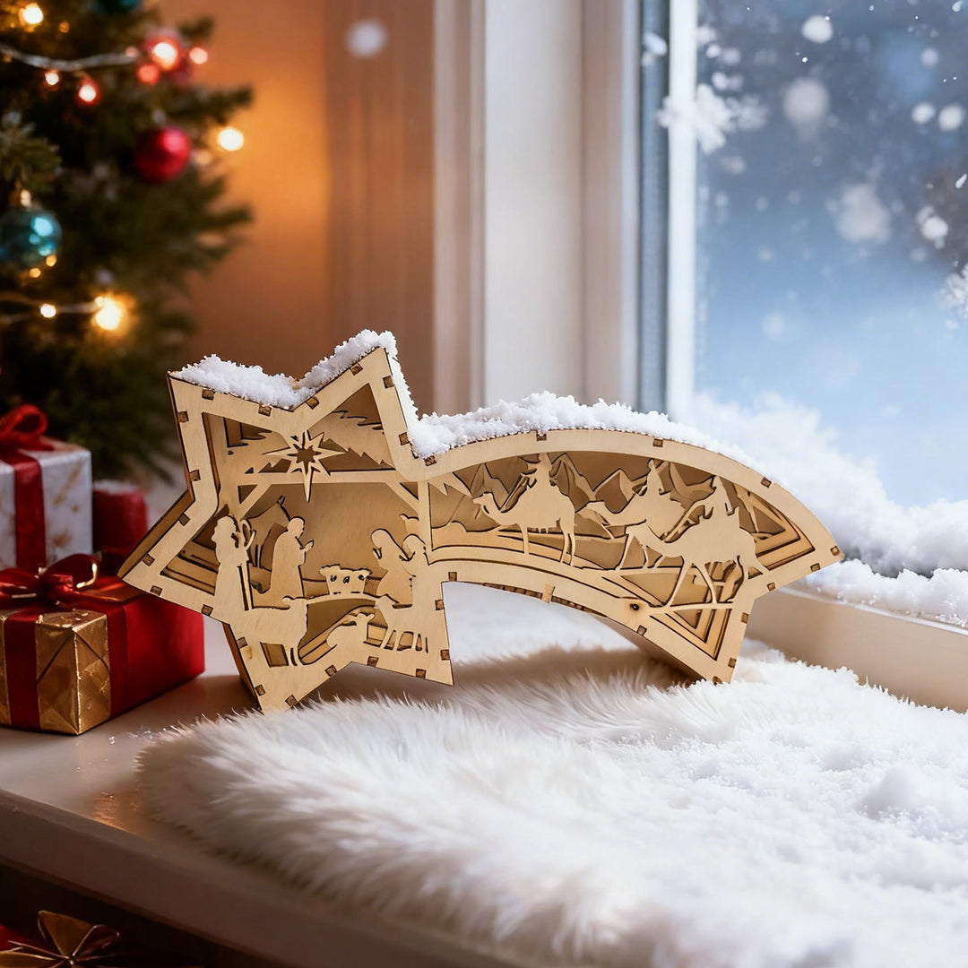 Sternförmige Krippendekoration aus Holz von Christianartworkshop: Heilige Geschichte & kunstvolle Andacht - image 5