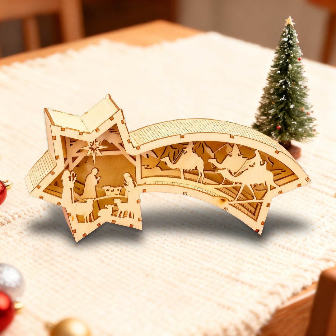 Sternförmige Krippendekoration aus Holz von Christianartworkshop: Heilige Geschichte & kunstvolle Andacht - image 2