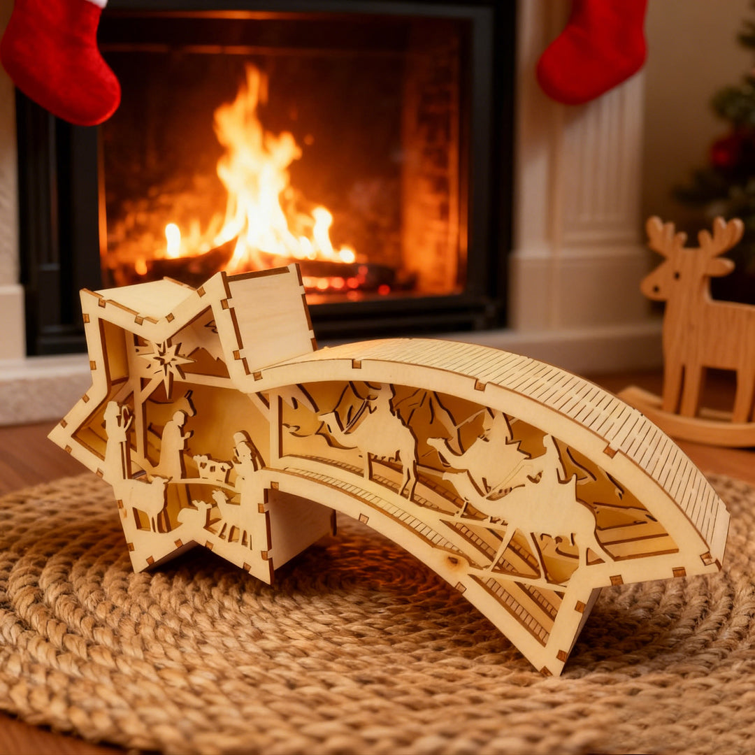 Sternförmige Krippendekoration aus Holz von Christianartworkshop: Heilige Geschichte & kunstvolle Andacht - image 6