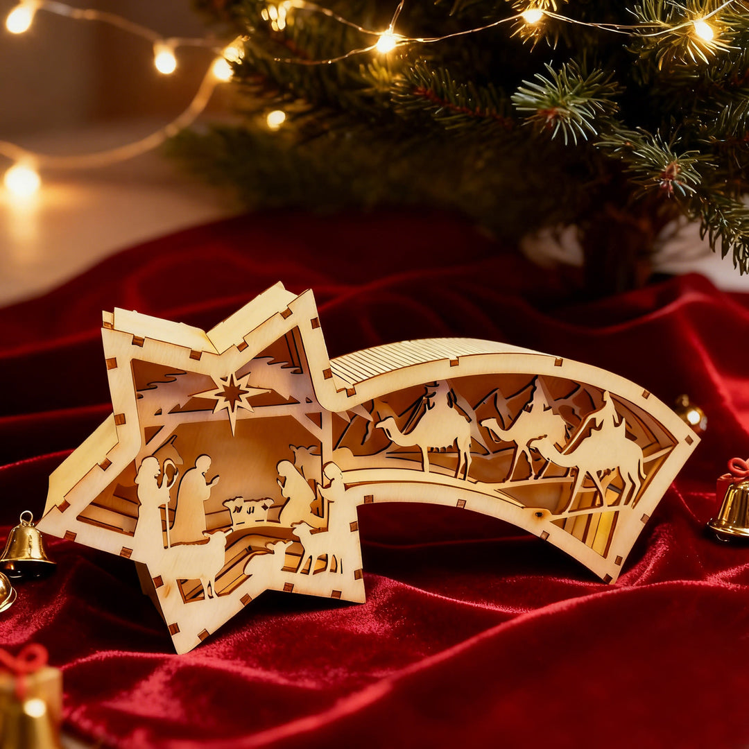 Sternförmige Krippendekoration aus Holz von Christianartworkshop: Heilige Geschichte & kunstvolle Andacht - image 7