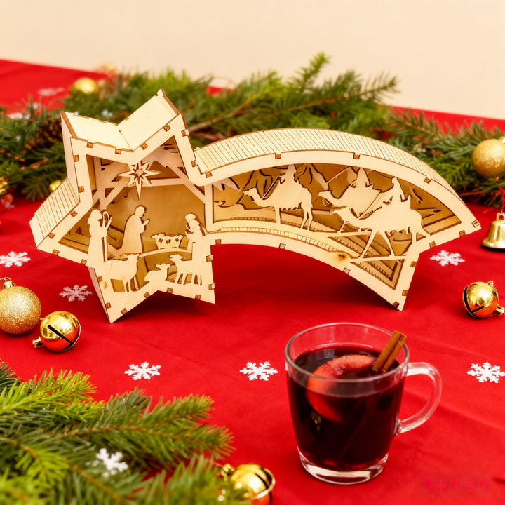 Sternförmige Krippendekoration aus Holz von Christianartworkshop: Heilige Geschichte & kunstvolle Andacht - Geburt - image 0