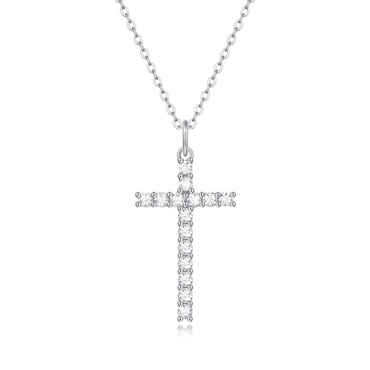 Christianartworkshop Kreuzkette aus Sterlingsilber mit Moissanit: Glaube, Eleganz und zeitloser Glanz - A - image 0