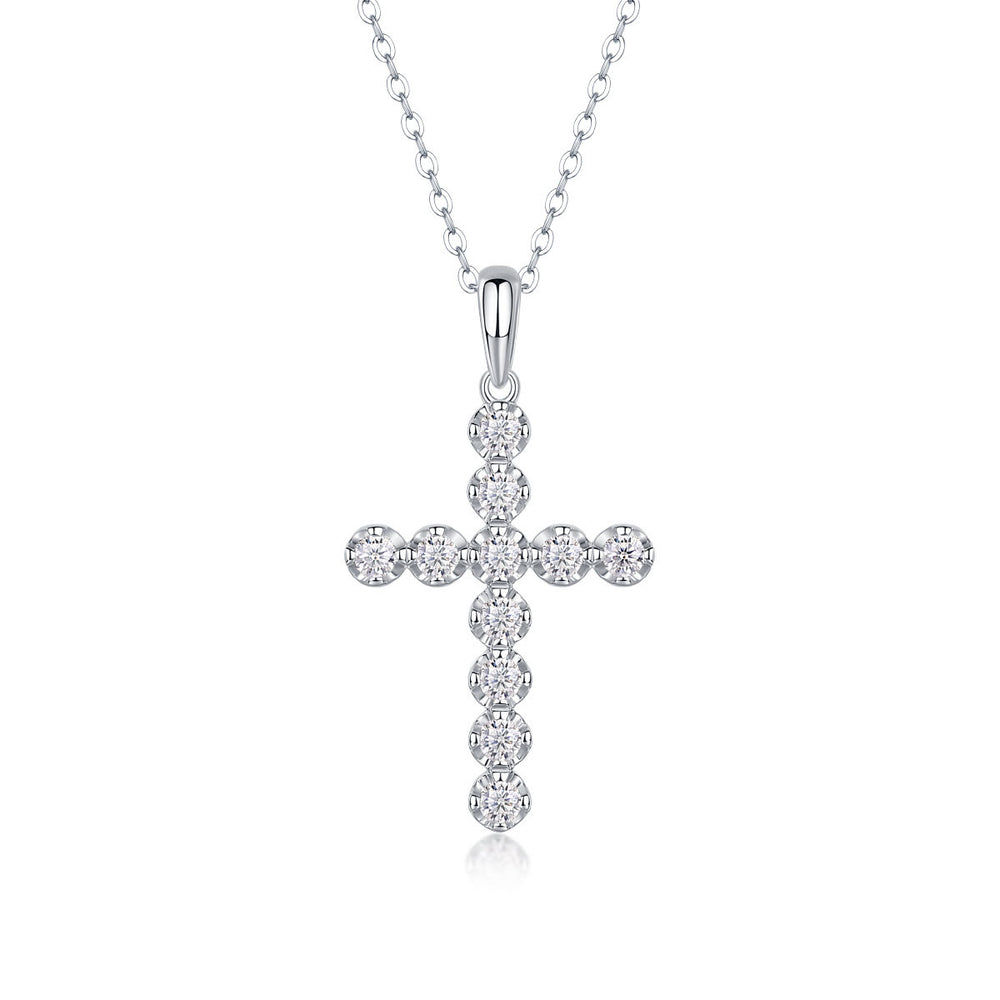 Christianartworkshop Kreuzkette aus Sterlingsilber mit Moissanit: Glaube, Eleganz und zeitloser Glanz - B - image 1