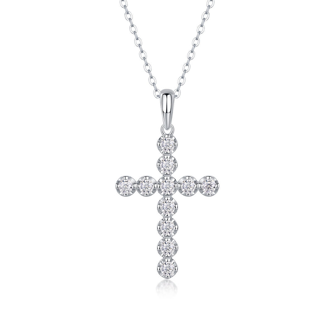 Christianartworkshop Kreuzkette aus Sterlingsilber mit Moissanit: Glaube, Eleganz und zeitloser Glanz - B - image 1