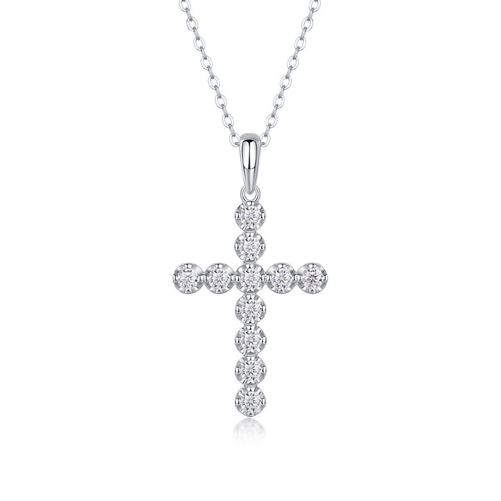 Christianartworkshop Kreuzkette aus Sterlingsilber mit Moissanit: Glaube, Eleganz und zeitloser Glanz - B - image 1