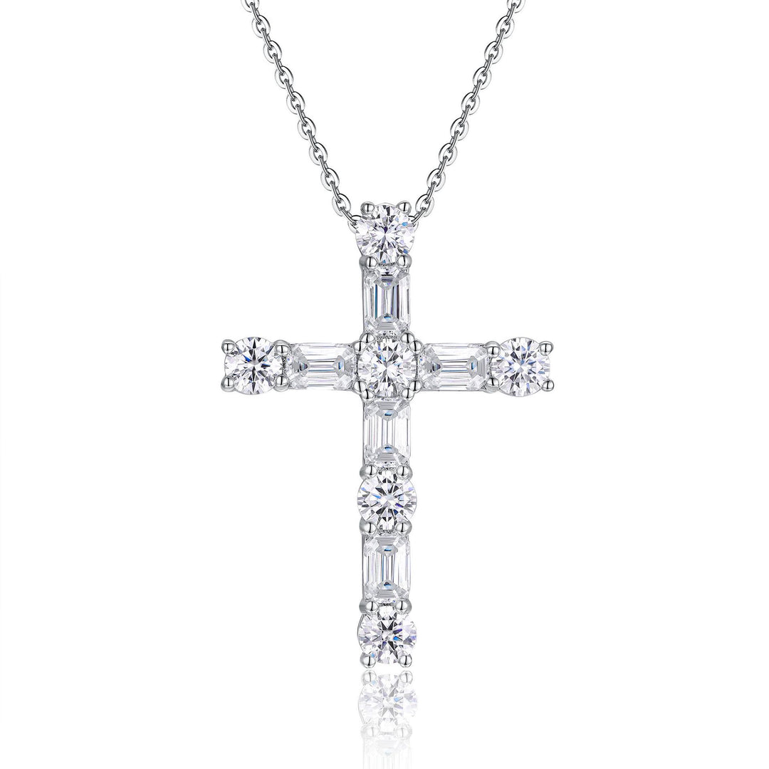 Christianartworkshop Kreuzkette aus Sterlingsilber mit Moissanit: Glaube, Eleganz und zeitloser Glanz - C - image 2