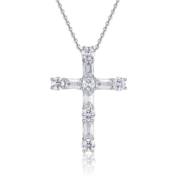 Christianartworkshop Kreuzkette aus Sterlingsilber mit Moissanit: Glaube, Eleganz und zeitloser Glanz - C - image 2