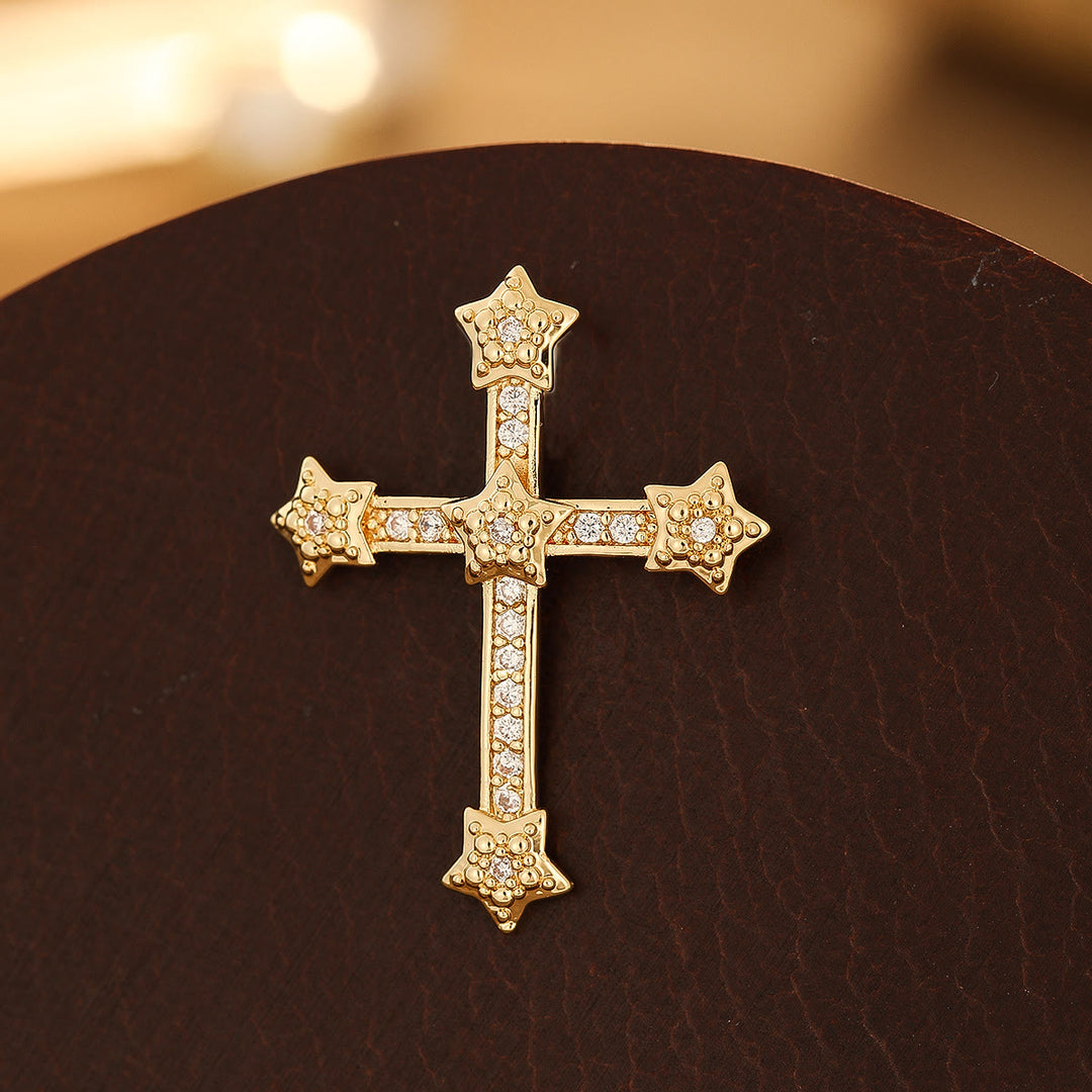 Christianartworkshop Kupferkreuz-Serie mit verschiedenen Designs: Vielfältige Stiloptionen für religiöse Kleidung - Sternenkreuz - Golden - image 3