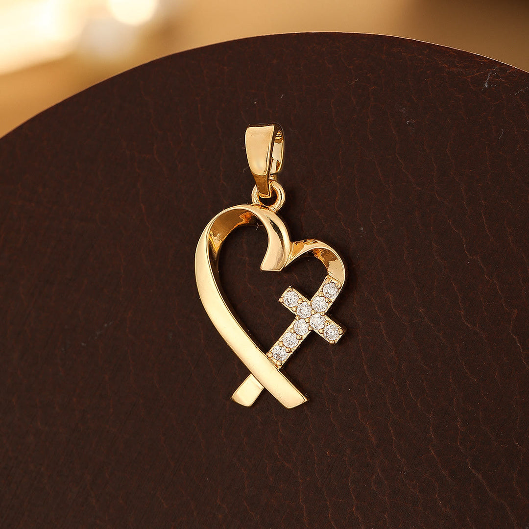 Christianartworkshop Kupferkreuz-Serie mit verschiedenen Designs: Vielfältige Stiloptionen für religiöse Kleidung - Herz - Golden - image 1