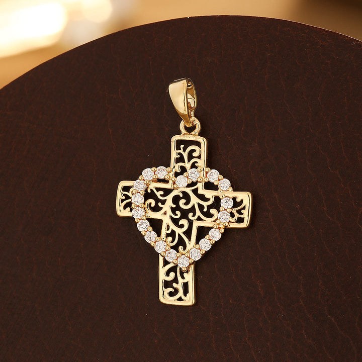 Christianartworkshop Kupferkreuz-Serie mit verschiedenen Designs: Vielfältige Stiloptionen für religiöse Kleidung - Herzkreuz - Golden - image 7