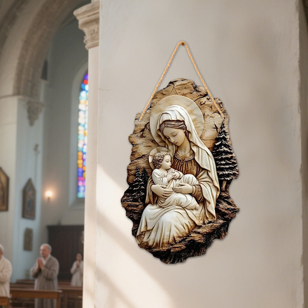 Christianartworkshop Hängende Dekoration aus Kiefernholz: Madonna mit Kind und Guter Hirte - image 7