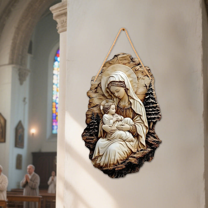 Christianartworkshop Hängende Dekoration aus Kiefernholz: Madonna mit Kind und Guter Hirte - image 7