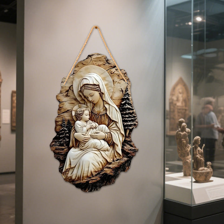 Christianartworkshop Hängende Dekoration aus Kiefernholz: Madonna mit Kind und Guter Hirte - Madonna mit Kind - image 6