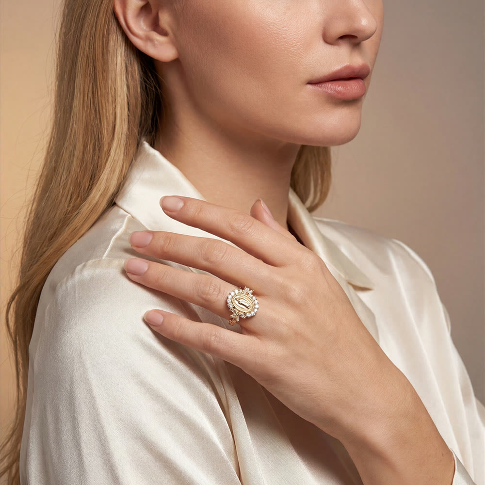 Christianartworkshop Eleganter Ring mit dem Emblem der Jungfrau Maria: Heiliges Detail für die tägliche Andacht - image 1