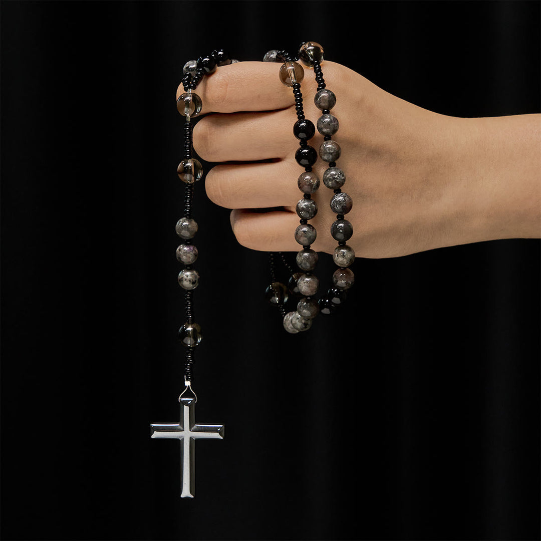 Christianartworkshop Rosenkranz mit farbwechselnden, leuchtenden Flammensteinperlen und Kreuz - image 6