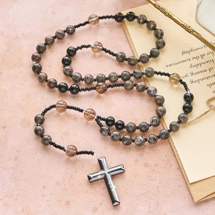Christianartworkshop Rosenkranz mit farbwechselnden, leuchtenden Flammensteinperlen und Kreuz - image 7