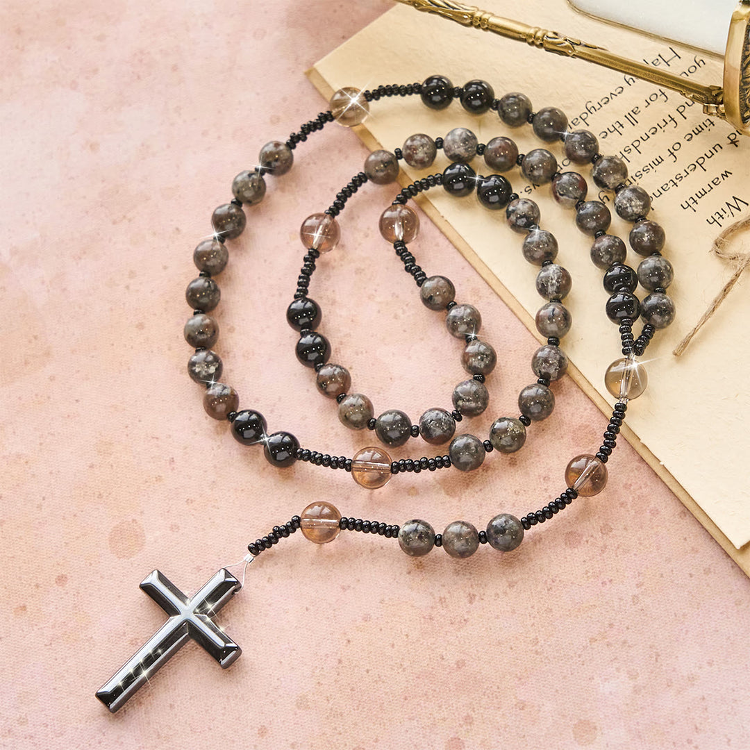 Christianartworkshop Rosenkranz mit farbwechselnden, leuchtenden Flammensteinperlen und Kreuz - image 8