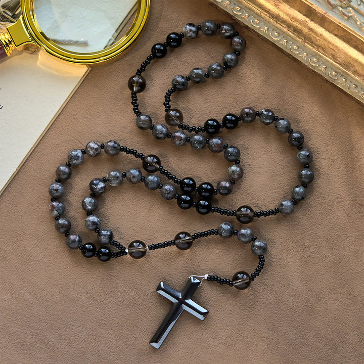 Christianartworkshop Rosenkranz mit farbwechselnden, leuchtenden Flammensteinperlen und Kreuz - image 9