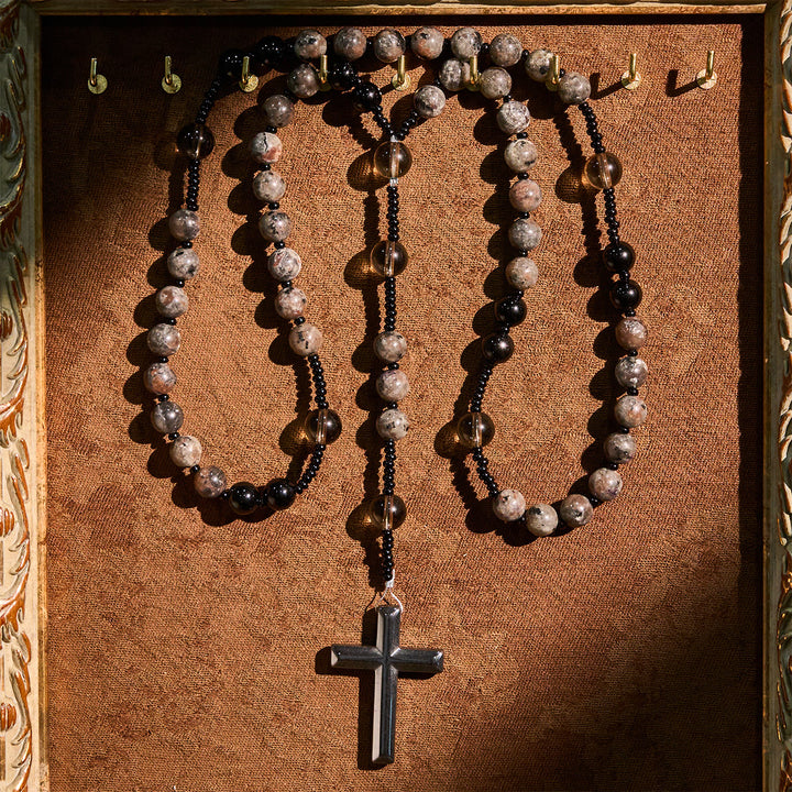 Christianartworkshop Rosenkranz mit farbwechselnden, leuchtenden Flammensteinperlen und Kreuz - image 5