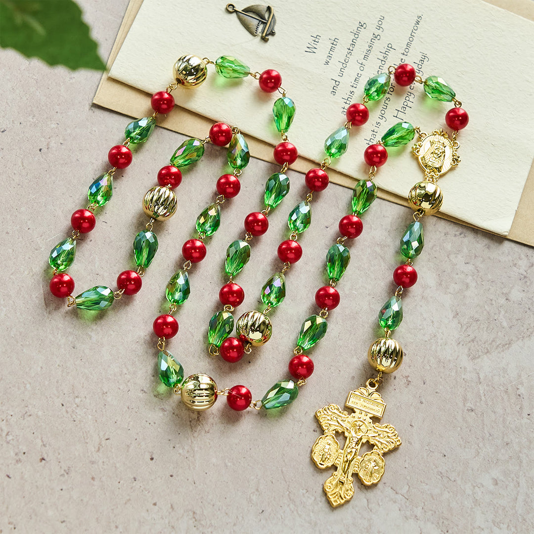Christianartworkshop Vergebungskreuz geschmückter Weihnachtsrosenkranz: Treuer Begleiter & festliche Dekoration - Weihnachtsrosenkranz - image 0